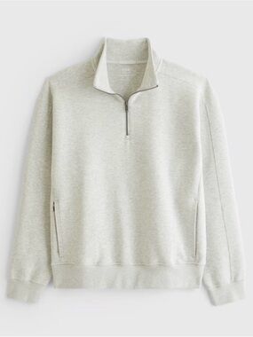 NWT YPB Abercrombie Men’s L Tall Heathered Cream Quarter Zip Stretch Sweatshirt